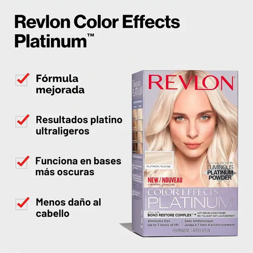 Vista 2 de Revlon Color Effects - Kit de resaltado permanente, sin amoníaco ni parabenos, 60 platino, 8 onzas (paquete de 1)