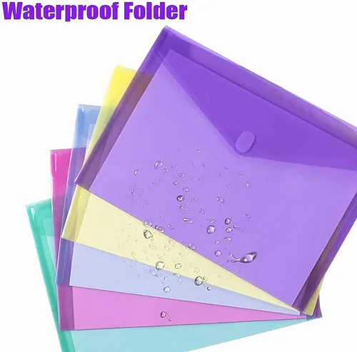 Vista 2 de Sooez Paquete de 6 sobres de plástico, carpetas de archivos de plástico para documentos, carpeta escolar transparente, carpetas de archivos