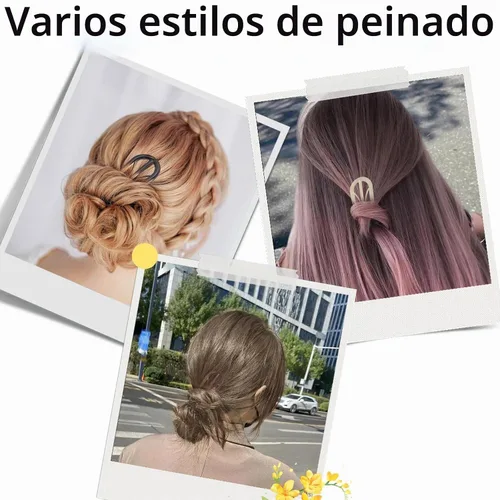 Vista 5 de 6 piezas de horquillas francesas, horquilla de cabello en forma de U estilo retro con dientes internos, horquillas francesas para el cabello