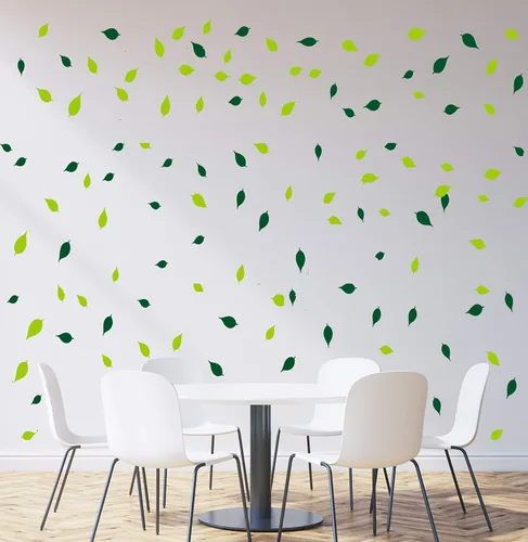 Vista 5 de Calcomanía de pared de hojas para decoración de pared de árbol, decoración de habitación (verde oscuro y verde claro)