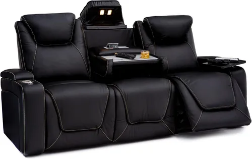 Vista 9 de Seatcraft Concerto Home Theater - Sofá marrón con mesa plegable