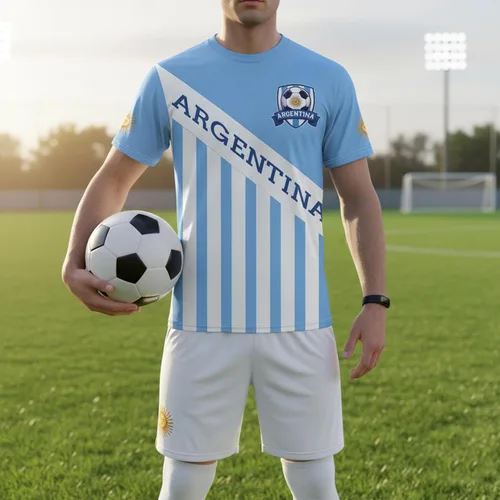 Vista 2 de Camiseta de fútbol con la bandera nacional, ropa de entrenamiento de fútbol, camiseta al aire libre, cuello redondo, manga corta a la moda