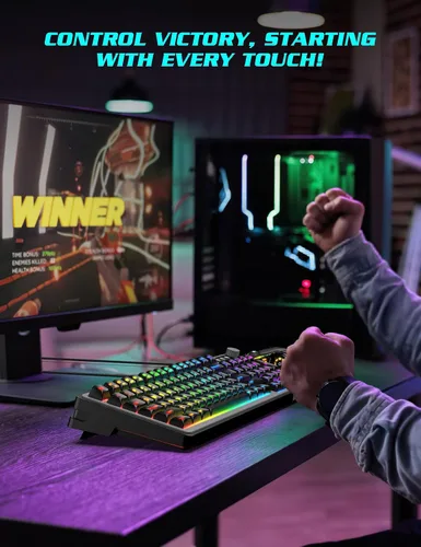 Vista 5 de Combo de teclado y mouse para juegos Retroiluminación RGB 14 efectos de iluminación, teclado de computadora con cable USB, anti-fantasma de 26