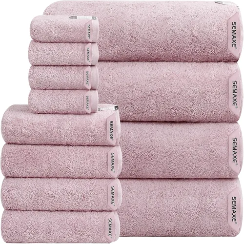 Vista 40 de SEMAXE Juego de toallas de baño familiar de 12 piezas - 100% algodón, 4 toallas de baño, 4 toallas de mano, 4 paños, ultrasuave y súper absorbente