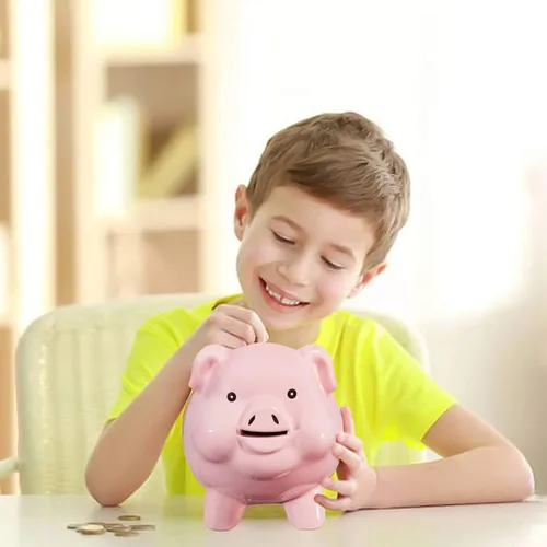Vista 7 de Alcancía de Cerámica en Forma de Cerdo para Adultos, Debe Romperse para Abrir, Banco de Monedas para Niñas y Niños, Caja de Dinero en Efectivo