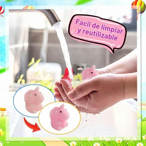 Vista 6 de 100 Pcs Mochi Squishy Fidget Toy, Mini Squishies Bulk Party Favors for Kids Animal/Fruit