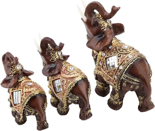 Vista 8 de Hilitand Lucky Wealth - Estatua de elefante, escultura de grano de madera de Feng Shui, decoración de escritorio para el hogar, regalo (L)