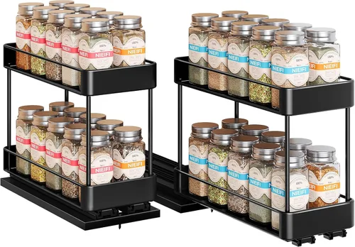 Vista 10 de Nieifi Organizador de especias para gabinete, estante vertical para especias, fácil de instalar, metal, 6.5 pulgadas de ancho x 10.35 pulgadas