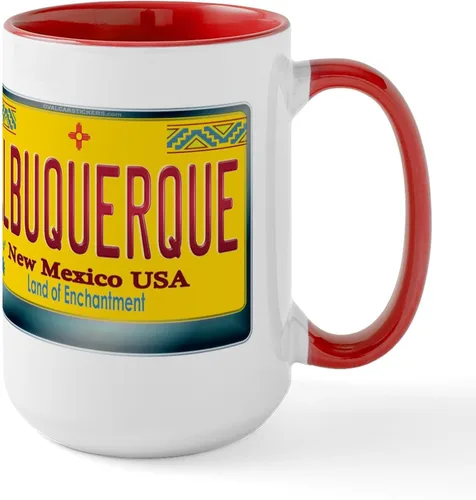 Vista 14 de CafePress ALBUQUERQUE New Mexico - Taza grande para placa de matrícula de 15 oz (15.0 fl oz)