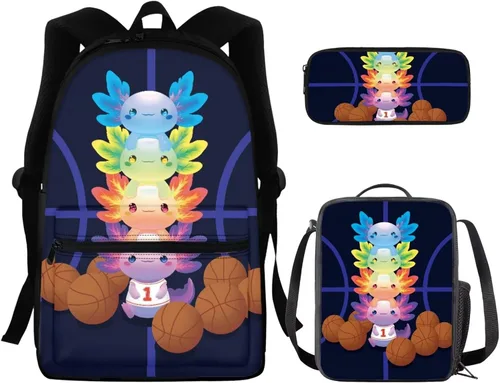 Vista 15 de FOR U DESIGNS Fuego baloncesto impreso niños escuela mochilas viaje mochila libro bolsa