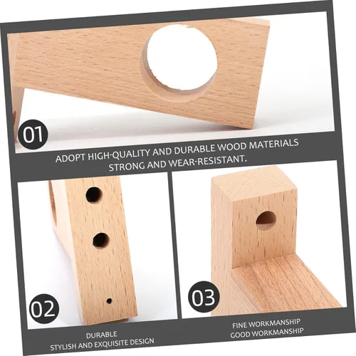Vista 4 de Cabilock Soporte de poste romano Armario de madera, estantes de madera, base de madera, soporte de extremo de madera, soportes de varillas