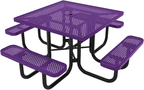 Vista 78 de COATEDOUTDOORFURNITURE Mesa de picnic cuadrada de 46 pulgadas, expandida, color negro