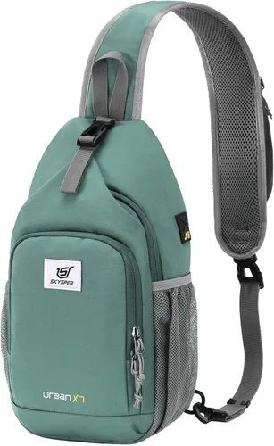 Vista 13 de SKYSPER - Mochila cruzada con bloqueo RFID, mochila de bandolera, mochila para el hombro y el pecho, mochila de viaje y senderismo, para mujeres