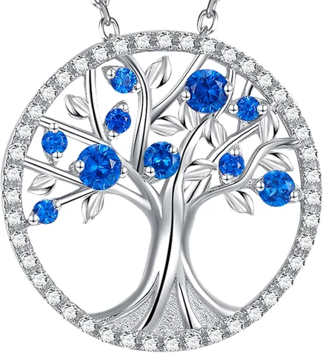 Vista 10 de Collar de árbol de la vida para mujer, collar de perlas esmeralda piedras natales de mayo, junio, para esposa, mamá, regalos de cumpleaños