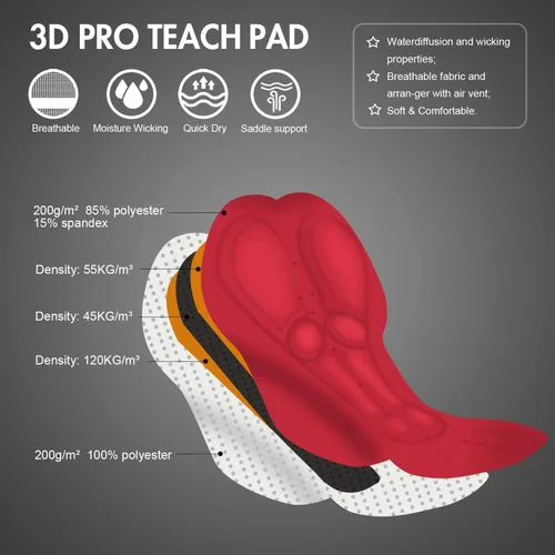 Vista 3 de Przewalski - Culote de ciclismo para hombre acolchado 3D, excelente rendimiento y mejor ajuste
