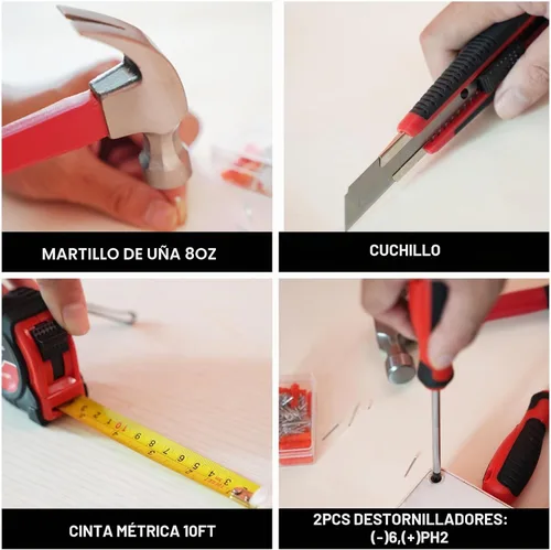 Vista 7 de Kit de herramientas portátil para el hogar pequeño, kit de herramientas de inicio con bolsa duradera, ideal para el hogar, apartamento, dormitorio