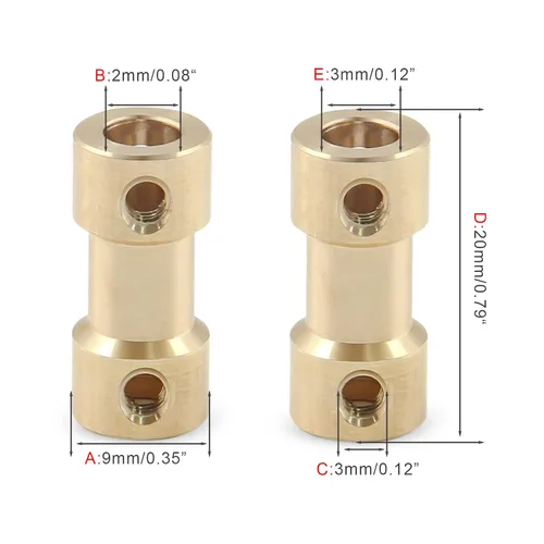 Vista 3 de Acoplador de eje flexible Cionyce 0.079-0.118 in, 4 PCS Transmisión del motor, latón, para avión RC, barco, robot, con tornillos