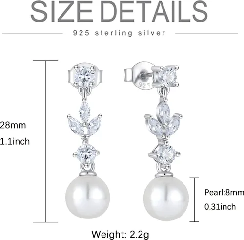 Vista 6 de Aretes de plata de ley 925 para mujer, aretes colgantes y colgantes con circonita cúbica 5A para mamá, madre, esposa, hija, abuela, joyería de regalo