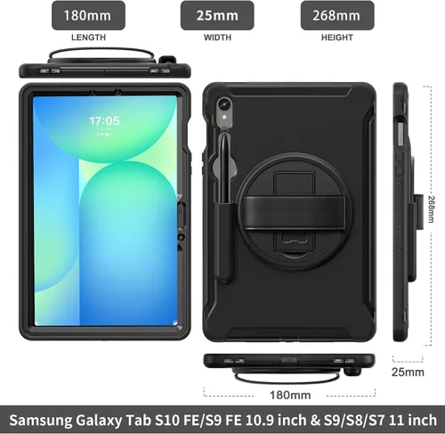 Vista 3 de Junfire Funda protectora para Galaxy Tab S10 Lite/S10 FE/S9 FE 5G/S9 con soporte para lápiz capacitivo, Samsung Tab 10.9"/ 11" a prueba de golpes