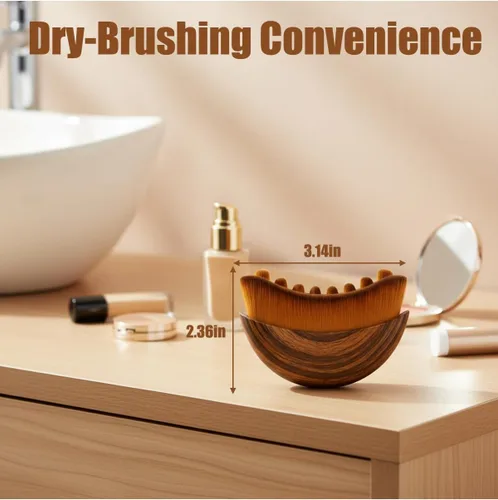 Vista 9 de Cepillo facial de contorno linfático, cepillo de drenaje facial linfático, suave, orgánico, reduce la hinchazón, mejora la piel y el resplandor