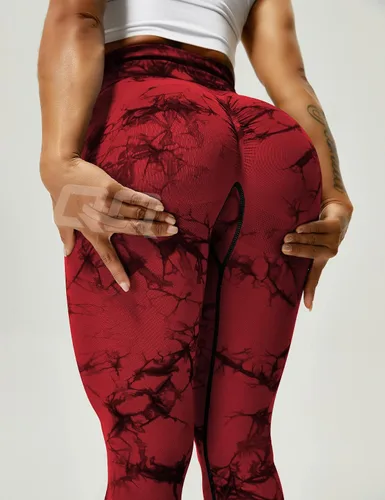 Vista 3 de QOQ Leggings de entrenamiento de cintura alta para mujer, sin costuras, levantamiento de glúteos, pantalones de yoga para gimnasio, pantalones