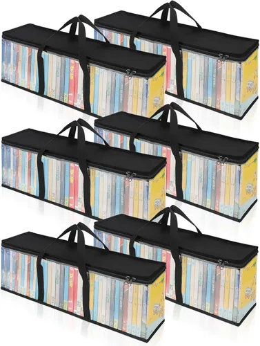 Vista 9 de Bolsas de almacenamiento de DVD CCidea (Set de 2) Funda de PVC transparente con asas para cajas de DVDs/CDs/VHS/Blu Ray/Películas/Videojuegos - Cada