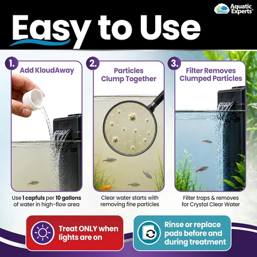 Vista 4 de KloudAway Aquarium Water Clarifier – Clears Cloudy Water in Freshwater Fish Tanks, 1 Liter, Made in USA, Aquatic Experts