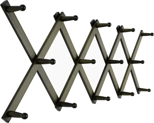 Vista 36 de SKOLOO Perchero de pared para sombreros con 14 ganchos, de madera maciza, moderno, perchero de pared expandible para abrigos, sombreros, bolsos