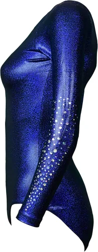 Vista 6 de Look-It Activewear Leotardo de manga larga azul medianoche para niñas y mujeres