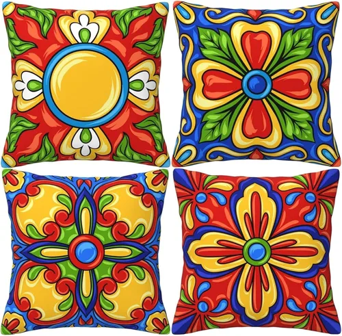 Vista 8 de Southwestern - Juego de 4 fundas de almohada de 18 x 18 pulgadas, almohadas decorativas geométricas aztecas bohemias para sofá, fundas de cojín
