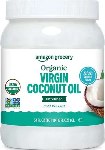 Vista 5 de Amazon Grocery, Aceite de coco orgánico refinado, 15 onzas líquidas (anteriormente Amazon Fresh, el embalaje puede variar)