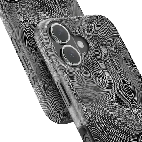 Vista 6 de DorisMax Funda para iPhone 16 Plus - Carga inalámbrica - Linda flor Ondas negras abstractas