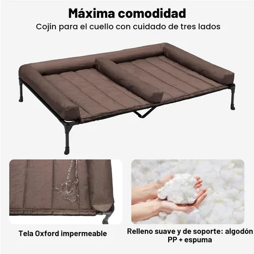 Vista 3 de Veehoo Camas elevadas refrescantes para perros + cojín doble impermeable para dos perros medianos, cuna elevada para mascotas con tapete de apoyo