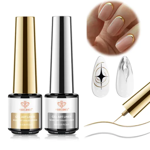 Vista 9 de modelones Esmalte de Uñas en Gel Metálico Dorado Plateado 2 Piezas Espejo Cromado Efecto 3D Esmalte de Arte de Uñas Bronce Pincel Fino Para