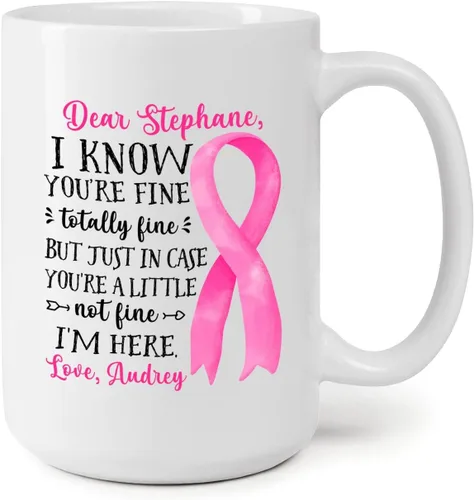 Vista 23 de Taza personalizada para sobrevivientes de cáncer, taza de cáncer de mama, taza de cinta rosa, regalo para sobreviviente de cáncer de mama, taza