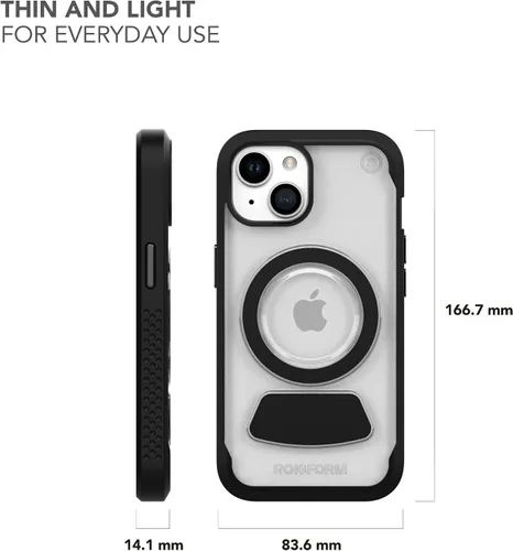 Vista 5 de Rokform - Funda para iPhone 15 Plus, Clear Eagle 3 Series, funda magnética dual para iPhone, armadura delgada probada contra caídas (transparente)