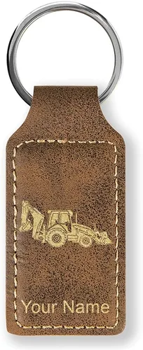 Vista 16 de LaserGram Llavero rectangular, retroexcavadora, grabado personalizado incluido