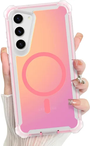 Vista 277 de Bonoma - Funda compatible con Samsung Galaxy S21 Plus, diseño de corazón con purpurina, color rosa Support for MagSafe, Plating Magnetic Case TPU