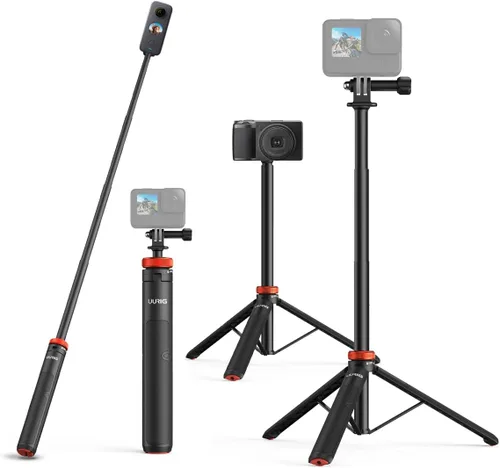 Vista 9 de VRIG TP-08 Mini trípode extensible para GoPro Mission 1 Pro, 20.1 pulgadas portátil selfie stick trípode para GoPro Hero 13 12 11 10 9 8 7 6 5 4 3
