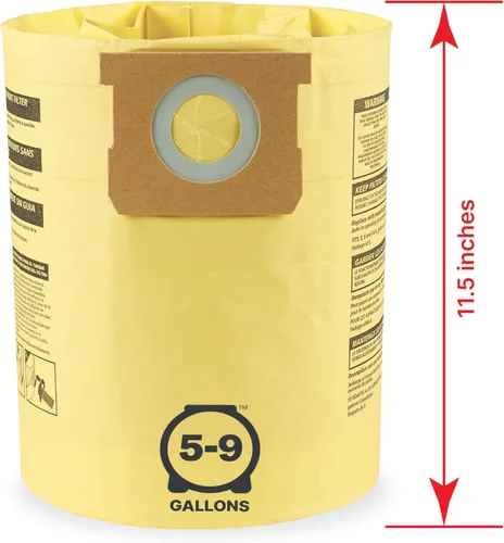 Vista 4 de Bolsas de filtro de alta eficiencia Shop-Vac 9067100, 5, 8 Gal (paquete de 2)