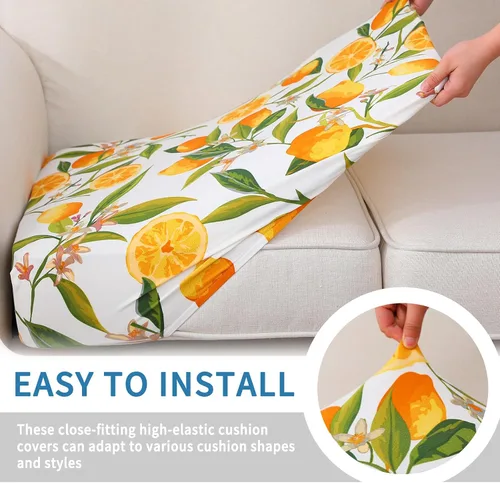 Vista 36 de hyha Fundas de cojín de sofá estampadas, fundas de sofá florales lavables para sofás con 2 cojines, fundas de cojín de patrón elástico para muebles