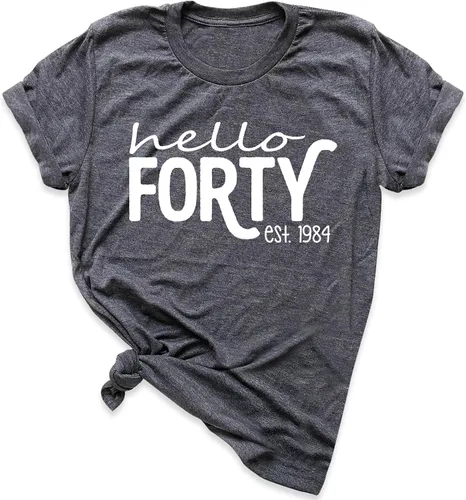 Vista 8 de Hello Forty Women's Men's 40th Birthday Party Shirt, Hello Forty Outfit, 40 Bday T-Shirt, 40th Birthday Gifts For Women, EST 1985 Birthday Gift