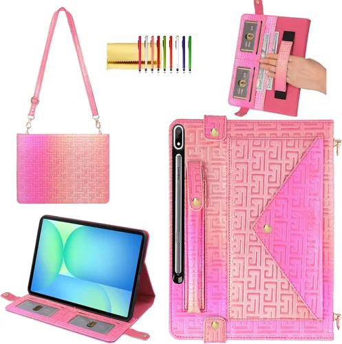 Vista 59 de Bolso Funda para Samsung Galaxy Tab S10 FE/S9 FE 10.9"/S9/S8/S7 11", Techcircle Folio con Soporte Cruzado, Billetera con Ranura para Lápiz S Pen