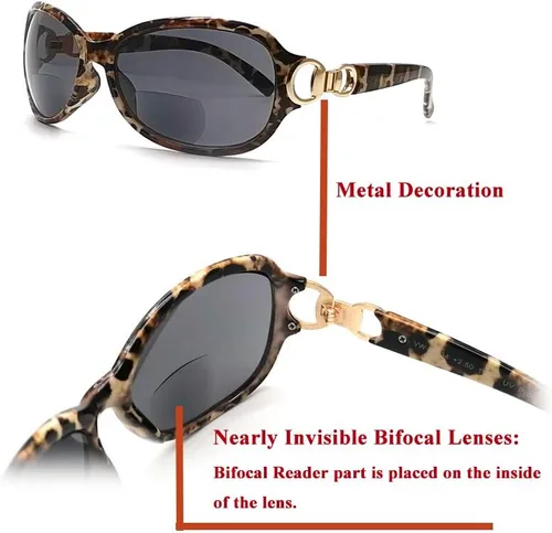 Vista 3 de 2 pares de lentes de sol de lectura bifocales para mujer, protección UV vintage