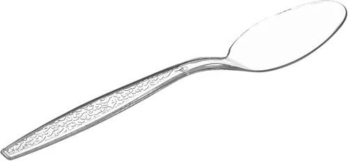 Vista 2 de Comfy Package [Paquete de 300] Cucharas de té de plástico transparente pesado con diseño grabado, utensilios desechables de plástico resistente