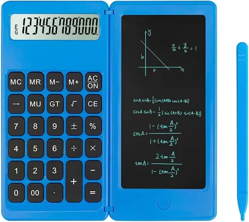 Vista 9 de Calculadora de escritorio, calculadoras pequeñas de escritorio con bloc de notas, calculadora básica de 4 funciones de botón grande, artículos Negro
