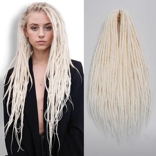 Vista 20 de 20 hebras de 24 pulgadas, extensiones de rastas color burdeos, rastas de cabello de ganchillo para mujer, hechas a mano, suaves, trenzas de cabello