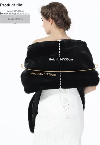 Vista 5 de Chal de piel sintética para bodas, mujeres, estola de novia, cubierta de invierno para damas de honor