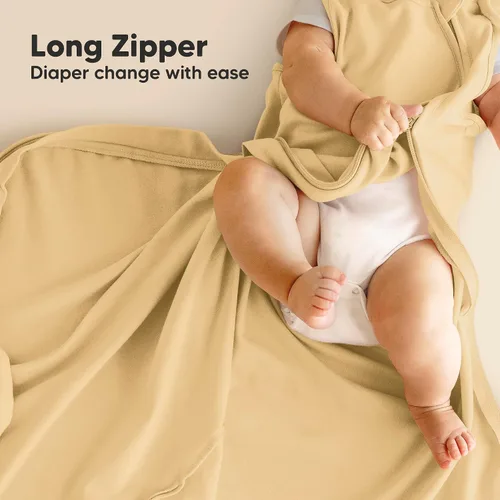 Vista 5 de Paquete de 2 sacos de dormir orgánicos para bebé, 100% algodón 0.5TOG (aguacate, 0-6 meses) Soft Breathable, Baby Wearable Blanket, Toddler