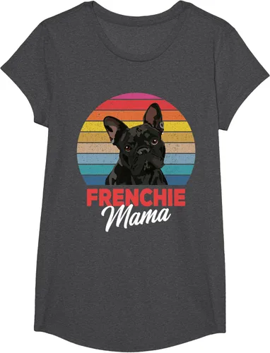 Vista 50 de Frenchie Mama - Camiseta divertida de regalo para niñas y perros Bulldog Francés, Negro, S